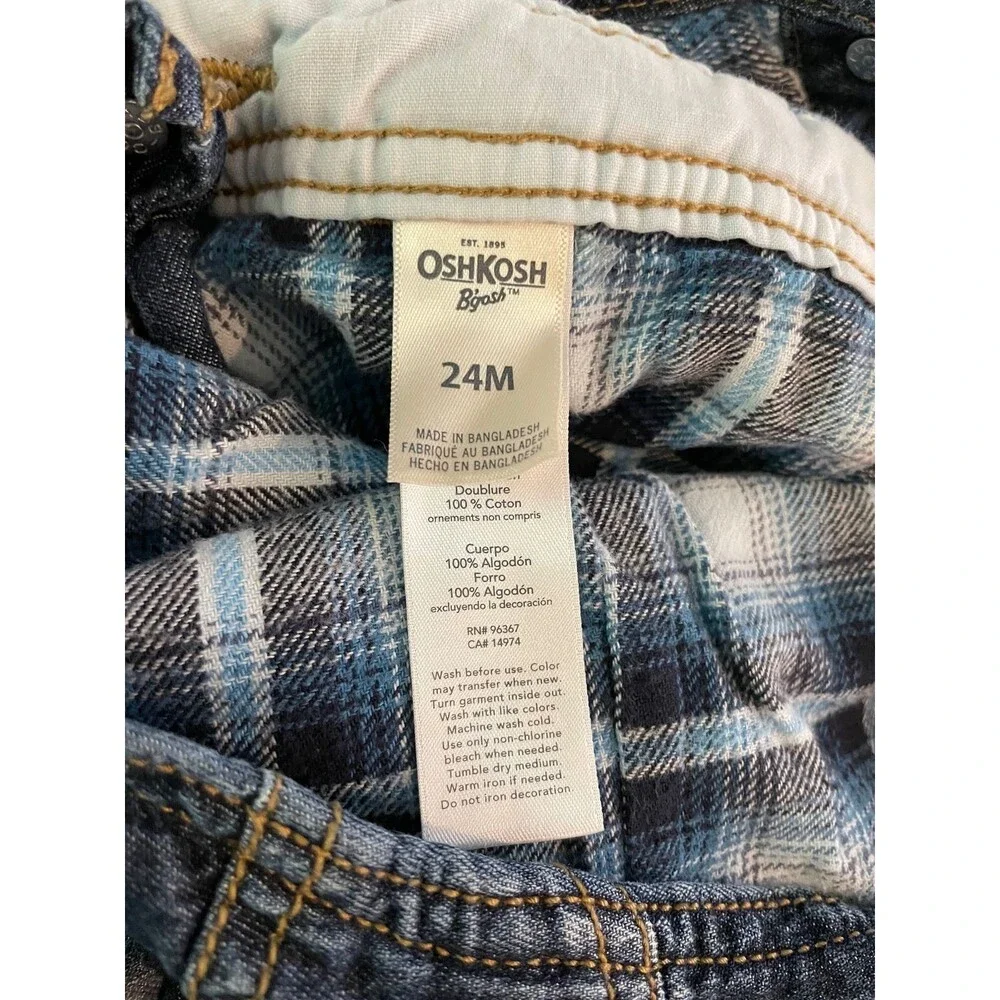 OshKosh Bgosh Vestbak Overalls Flannel Lined Size 24 Months Cotton Toddler